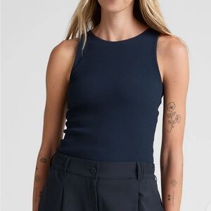 Beyond Yoga Deep Blue Ribbed Tank Top